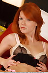 Freckle faced redhead Mia Sollis slipping shaggy cunt exclusive of sheer underclothes