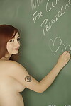 Redhead dear Violet Monroe goes eager and gets undressed in the classroom