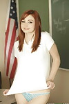 Redhead dear Violet Monroe goes eager and gets undressed in the classroom