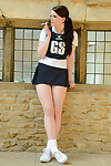 18 year old schoolgirl Jessica-Ann Fegan having smoke in cheerleader outfit