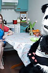 Lewd teeny hotty with shiny on top cage of love has some enjoyment with her panda implement