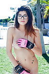 Dear in glasses Ava Taylor shows her sporty shame on camera!