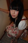 Lovely asian adolescent Chisa Nagata getting exposed and vibing her slit