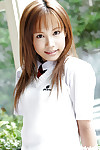 Adorable oriental schoolgirl Reika Shina erotic dancing off her uniform