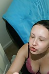 Lovely teen brunette gets bukkaked after a sensual blowjob