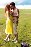 Cum dribbles down the chin of a redhead teen named Amarna Miller