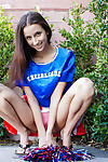 Tiny tits brunette teen Belle Knox is dancing around in a cheerleader form