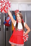 Naughty teen cheerleader Haley Sweet exposing her amazing ass