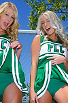 Cheerleader girlfriends show off their hot bodies and put on uniform