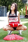 Young cheerleader babe Selma Sins sliding a finger inside warm cunt