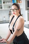 Darling with tattoo on her arm Karlee Grey squeezes her massive love bubbles