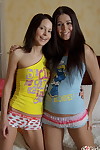 Young lesbian hotties Kristy and Nadia equipment slutty cages of love in their socks