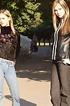 Sweaty amateur lesbo coeds split second undersize apples & play with tongue tit buttons in public on campus