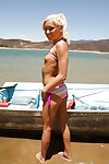 Youthful lass with insignificant zeppelins Kacey Jordan shows her body on a boat