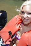 Youthful lass with insignificant zeppelins Kacey Jordan shows her body on a boat